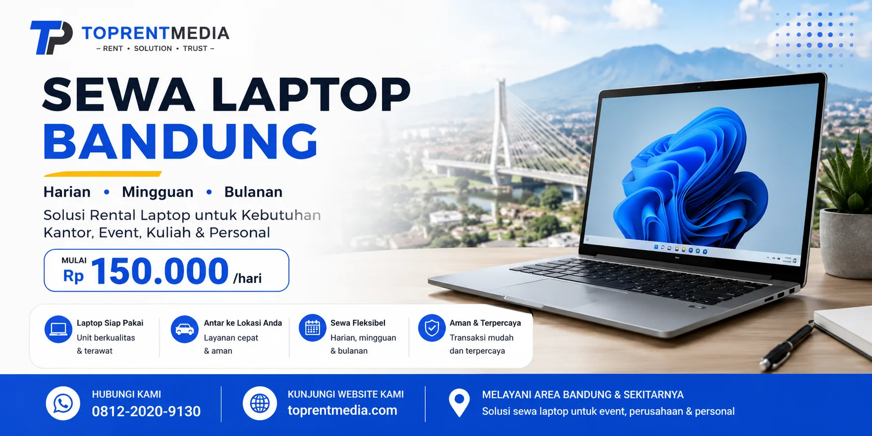 Sewa Laptop Bandung Harian, Mingguan & Bulanan — Mulai Rp150 Ribu